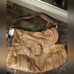 B. Makowsky Metallic Leather Hobo Bag